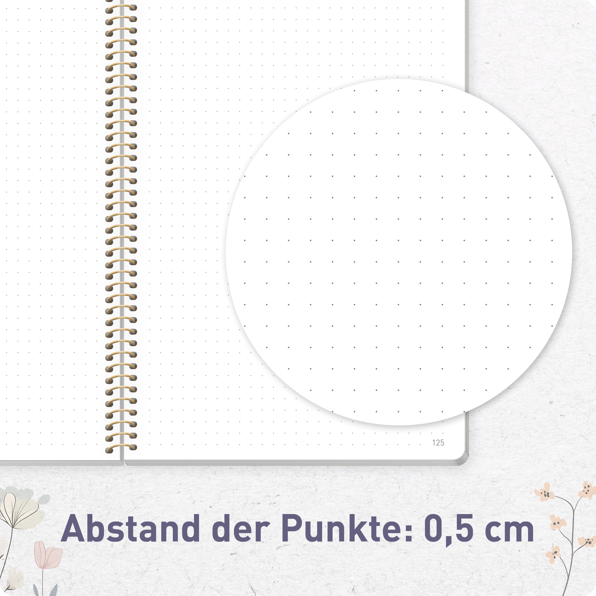 Artikelbild 6 des Artikels “Bullet Journal dotted A5 mit Spiralbindung [Flower Joy] “