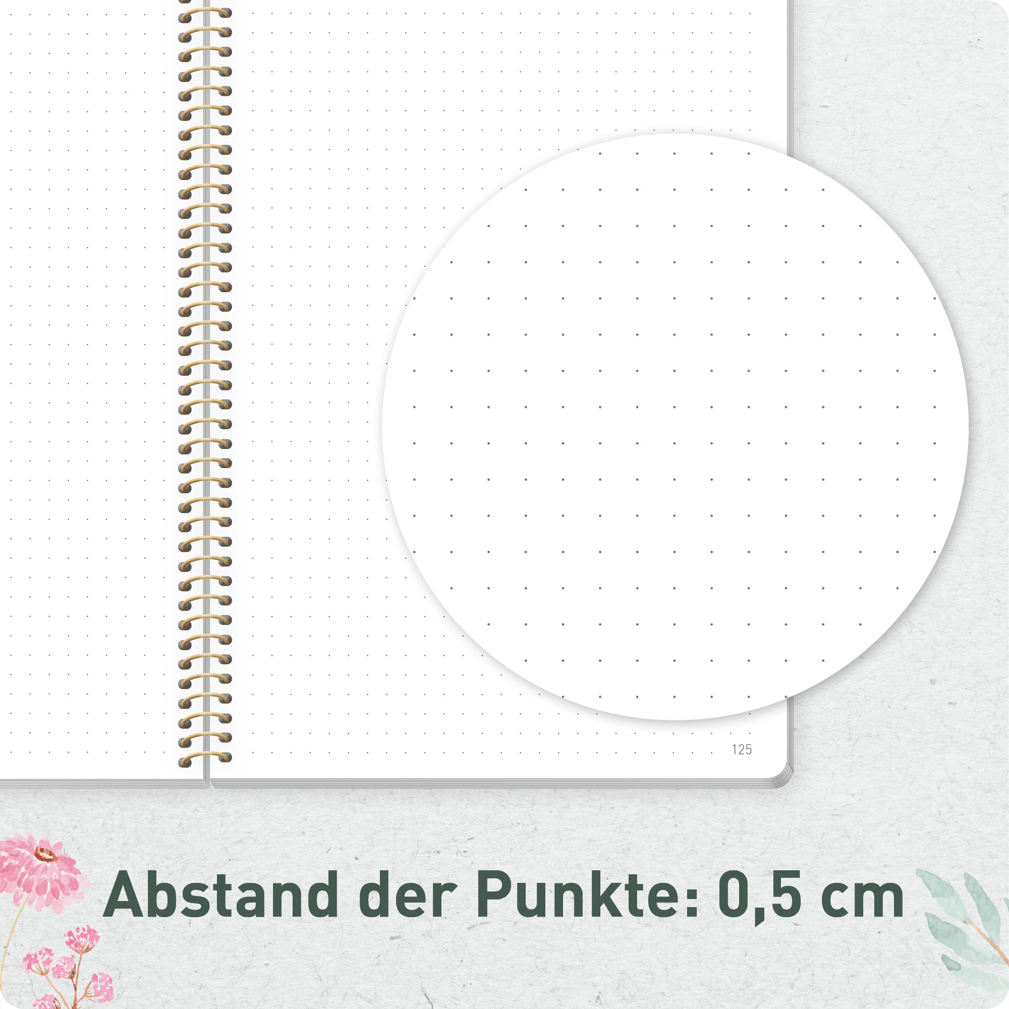 Artikelbild 6 des Artikels “Bullet Journal dotted A5 mit Spiralbindung [Flying Flowers] “