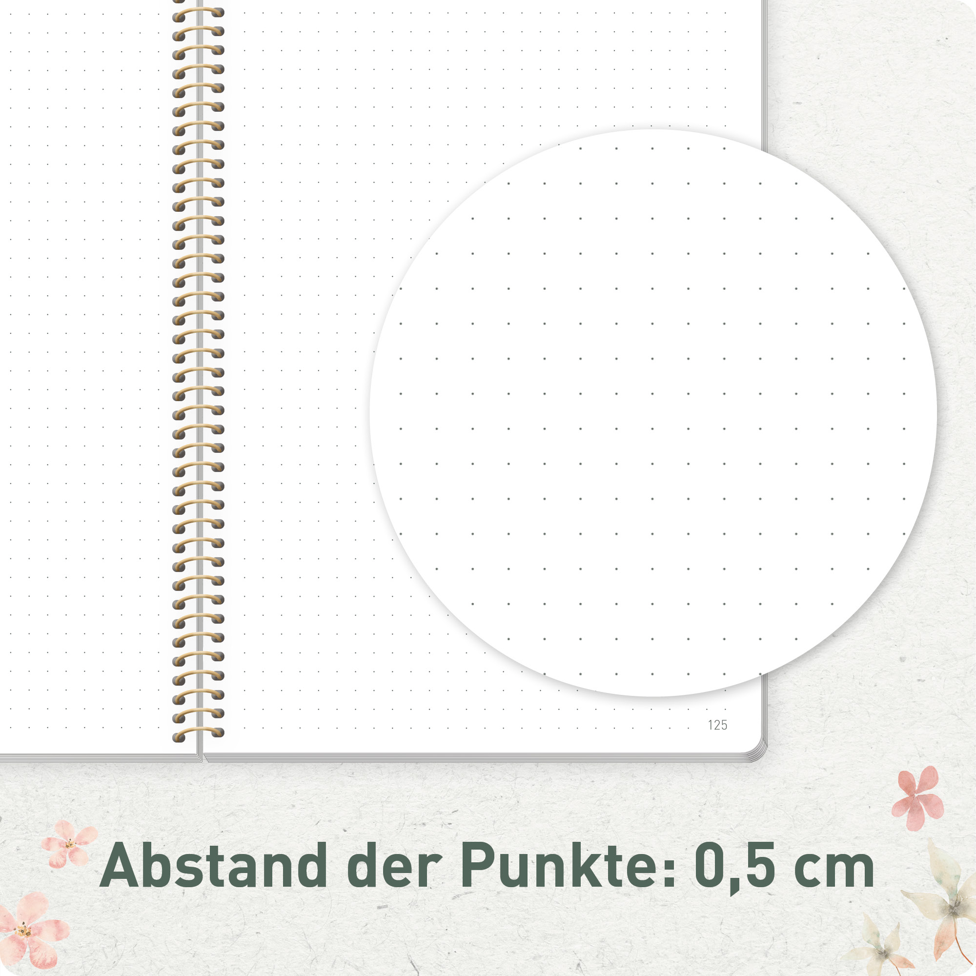 Artikelbild 6 des Artikels “Bullet Journal dotted A5 mit Spiralbindung [Wild Blossoms] “