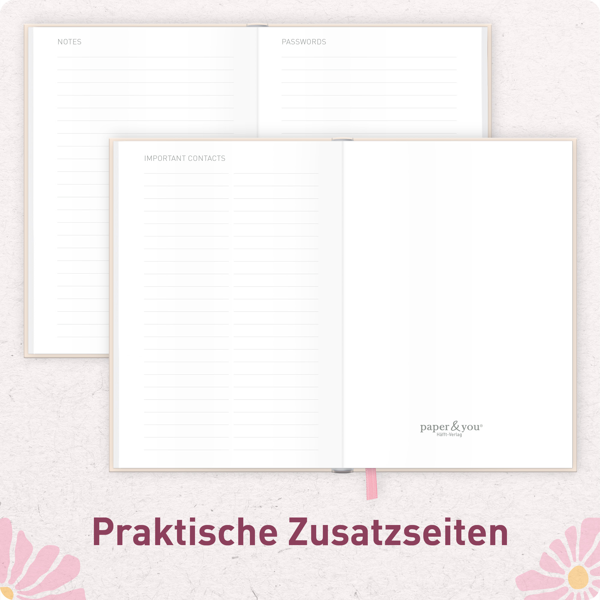 Artikelbild 6 des Artikels “paper&you Adressbuch A6 [Pink Flowers] “