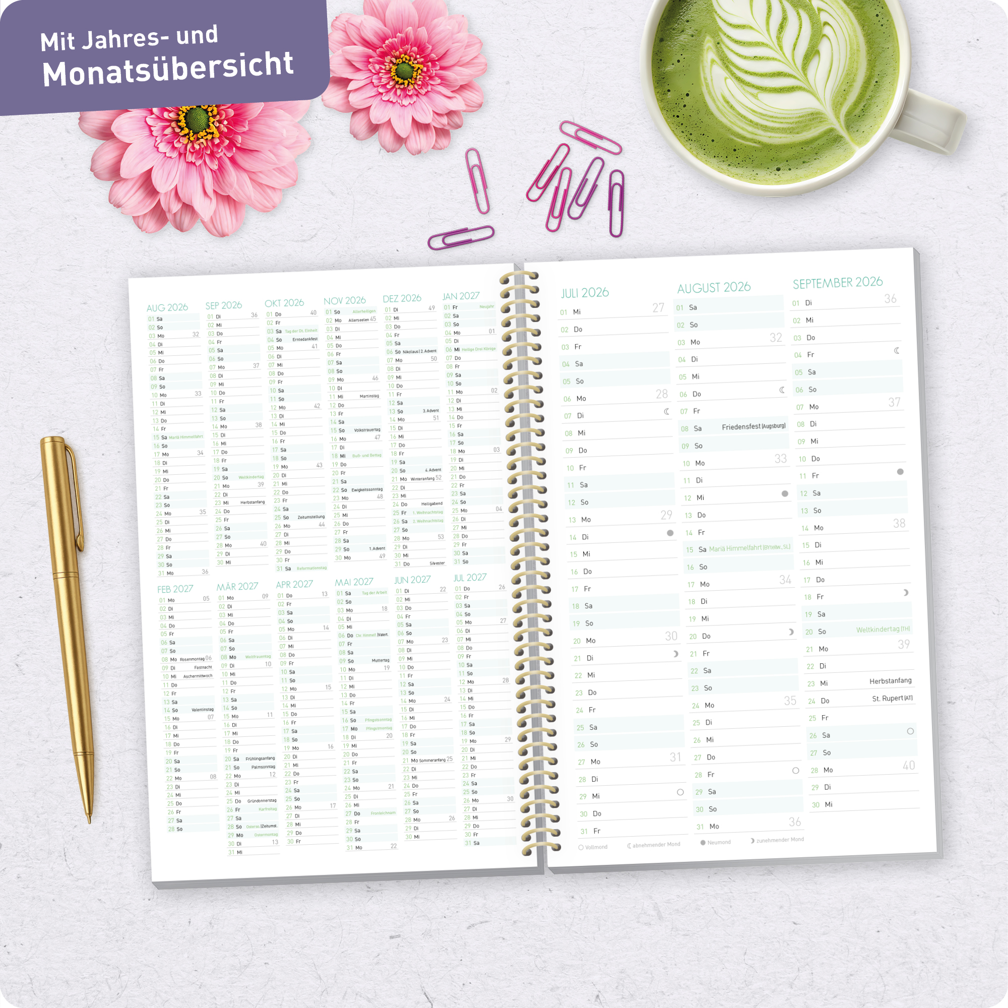 Artikelbild 7 des Artikels “Schulstuff Schüler:innen-Timer mit Spiralbindung A5 2026/2027 A5 [Daisy & Leaf] “