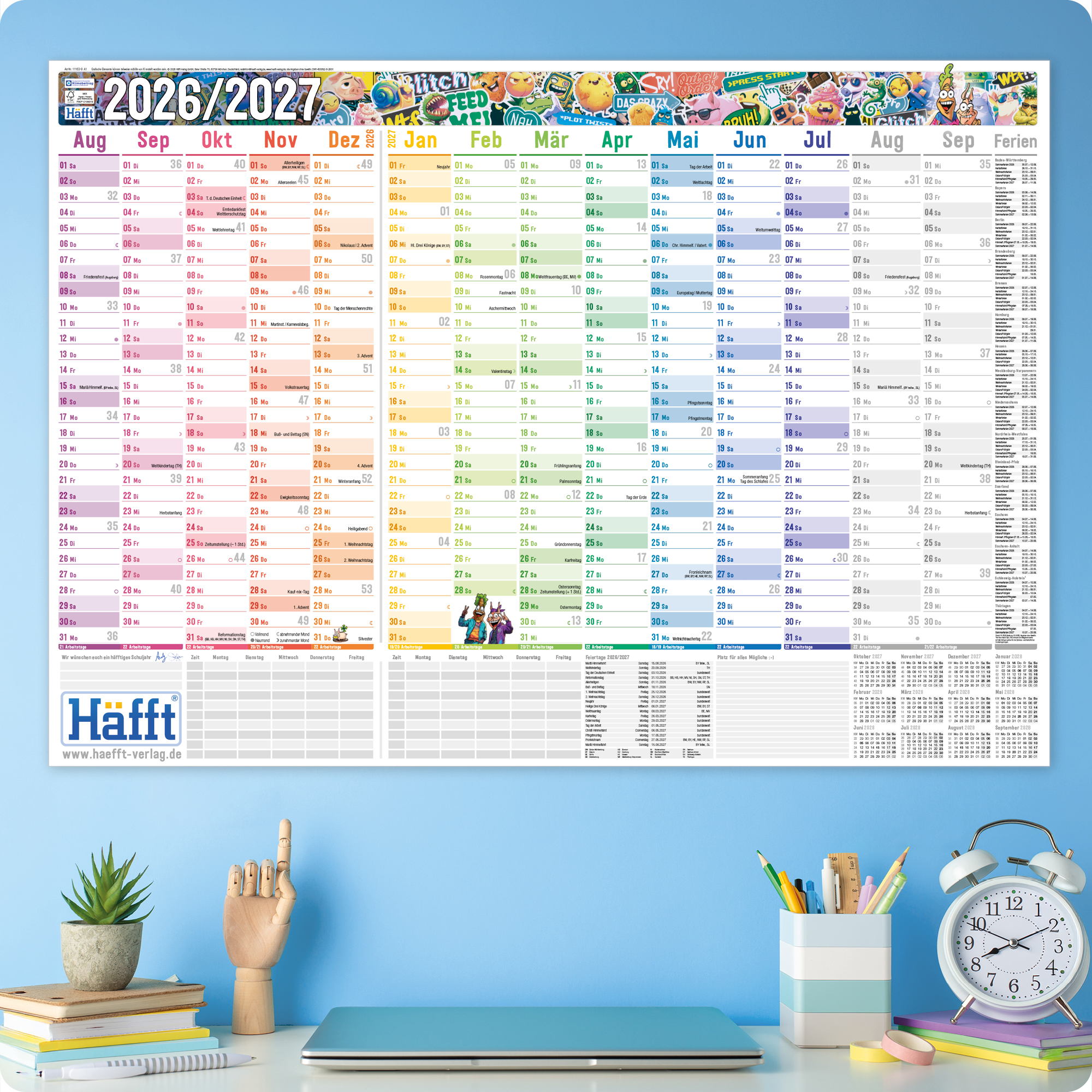 Artikelbild 7 des Artikels “Wandkalender Schuljahr 2026/2027 A1 + [Brot & Schwein] “