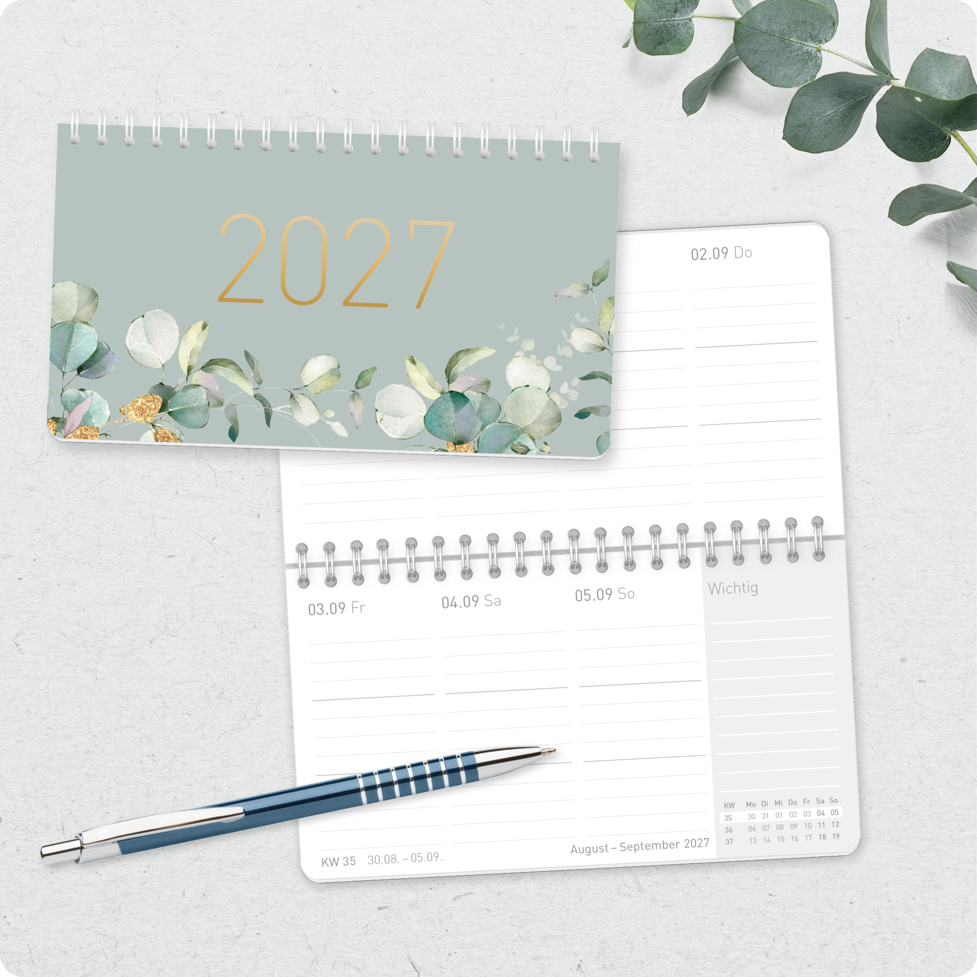 Artikelbild 7 des Artikels “Wochen-Tischkalender Pocket 2027 [Minty Leaves] “