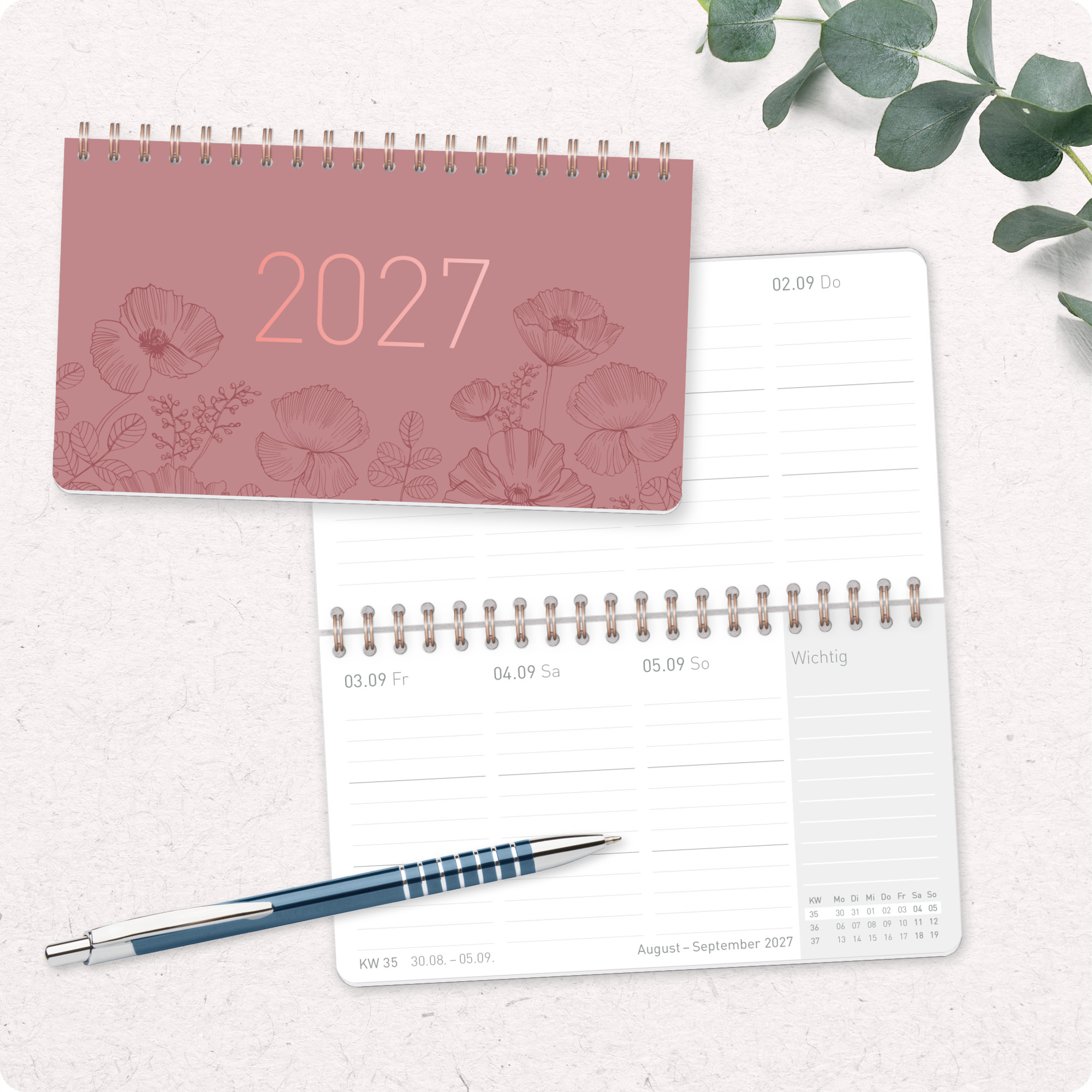 Artikelbild 7 des Artikels “Wochen-Tischkalender Pocket 2027 [Poppy rosé] “