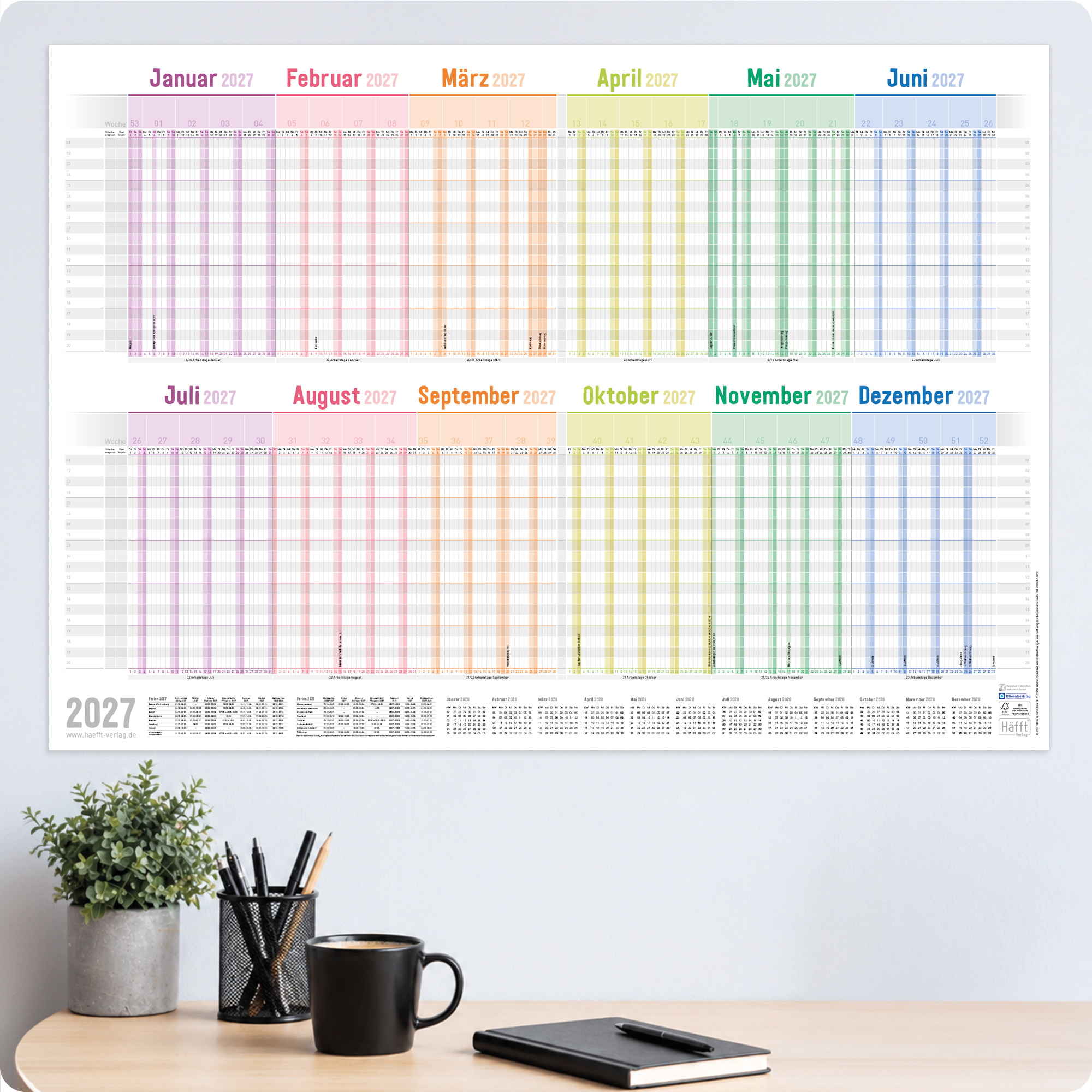 Artikelbild 7 des Artikels “Urlaubsplaner / Teamkalender 2027 A1 + quer [Rainbow] “