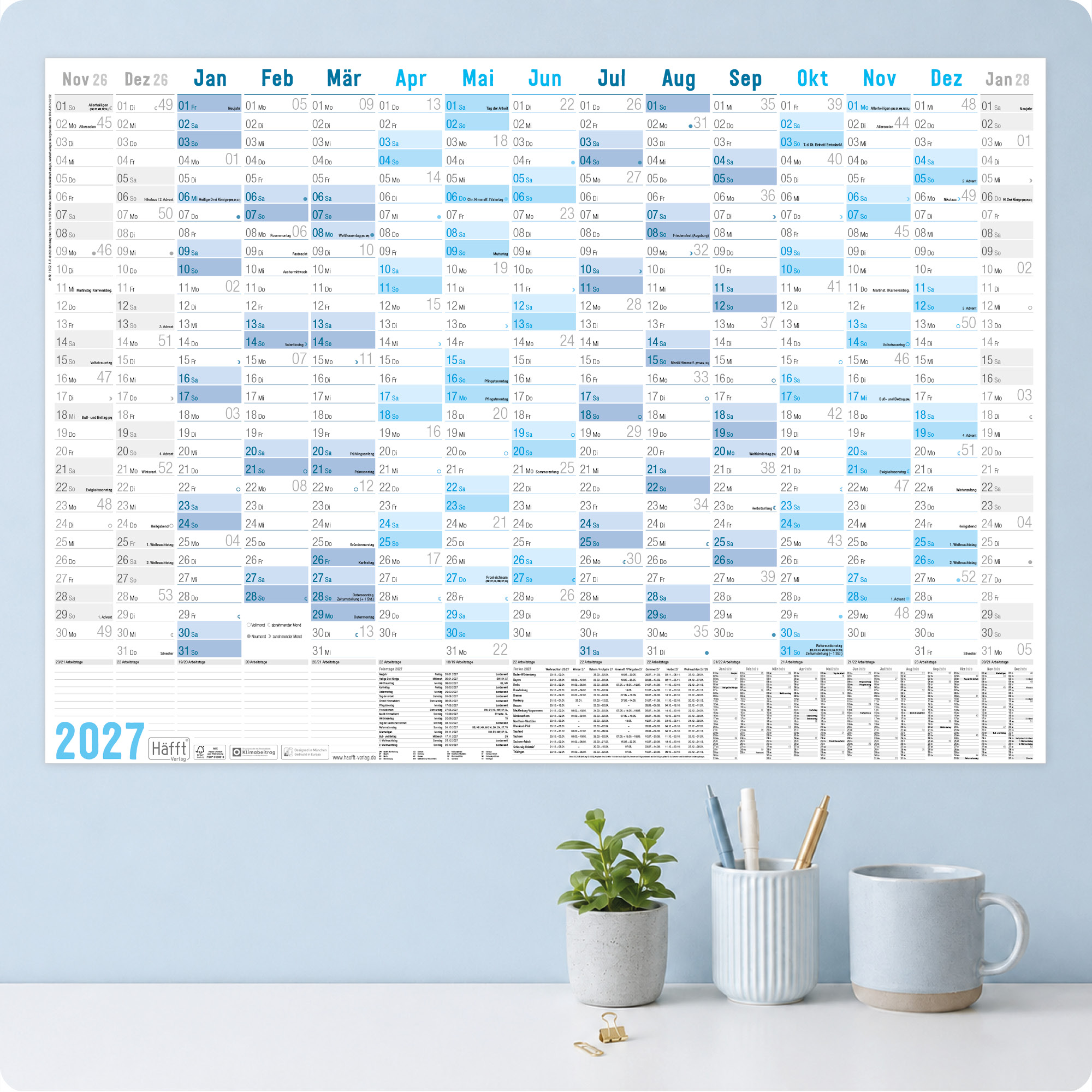 Artikelbild 7 des Artikels “Wandkalender 2027 A1 + quer [Blau] “