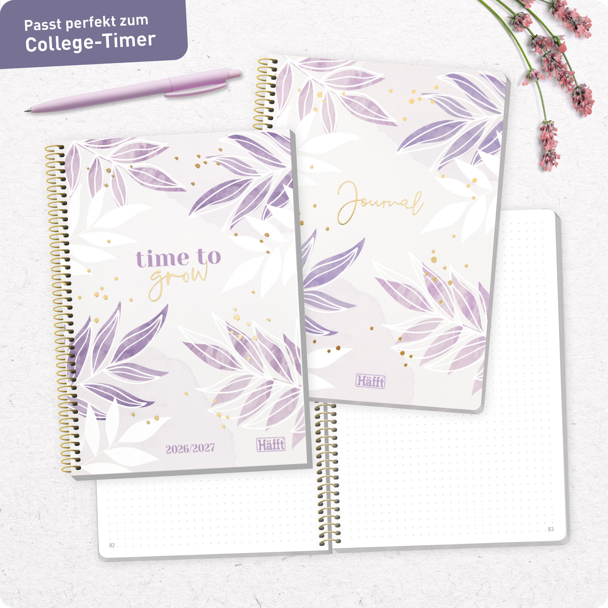Artikelbild 7 des Artikels “College-Journal dotted A5 mit Spiralbindung [Purple Leaves] “