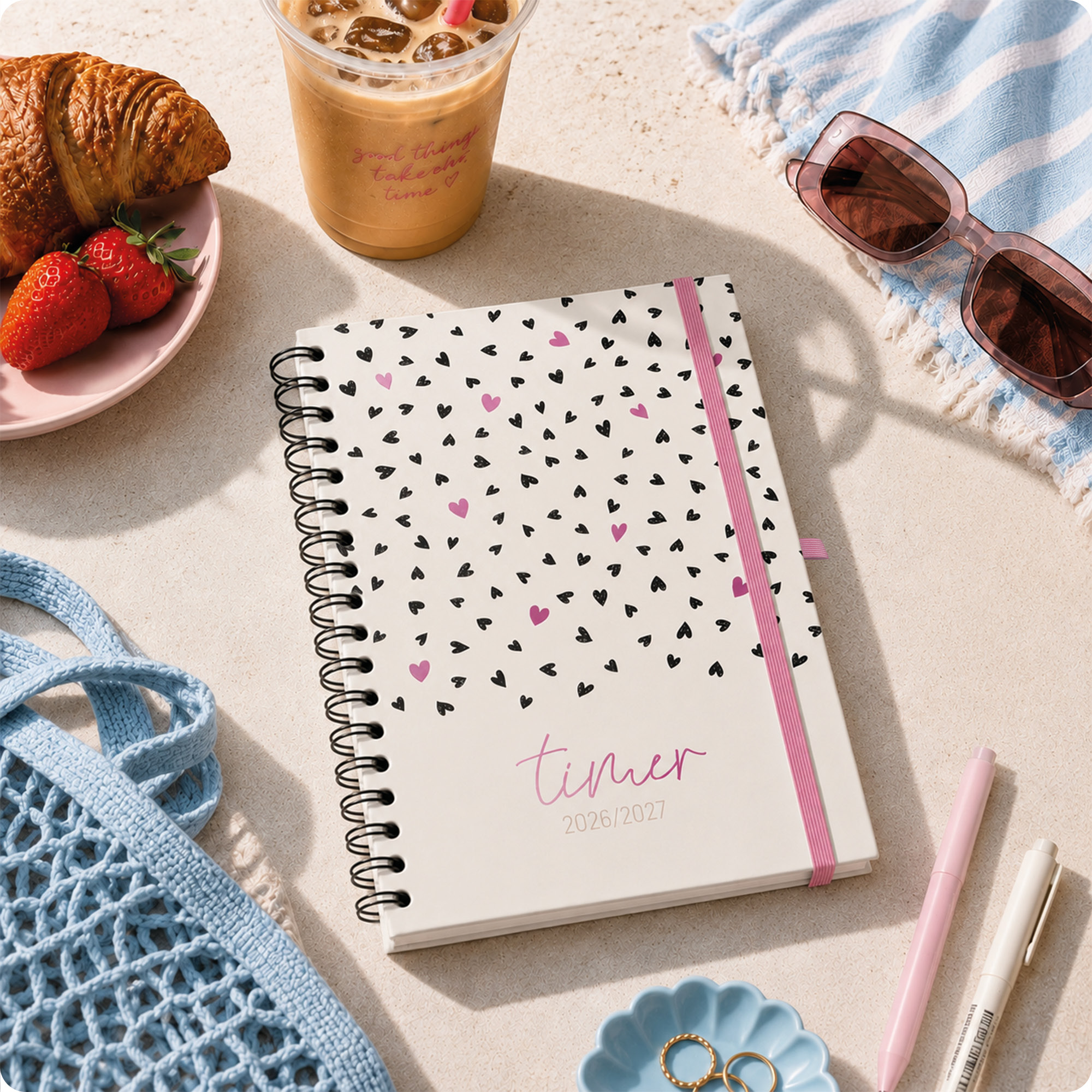 Artikelbild 7 des Artikels “Häfft-Timer Fancy Deluxe A5 2026/2027 [Pink Hearts] “