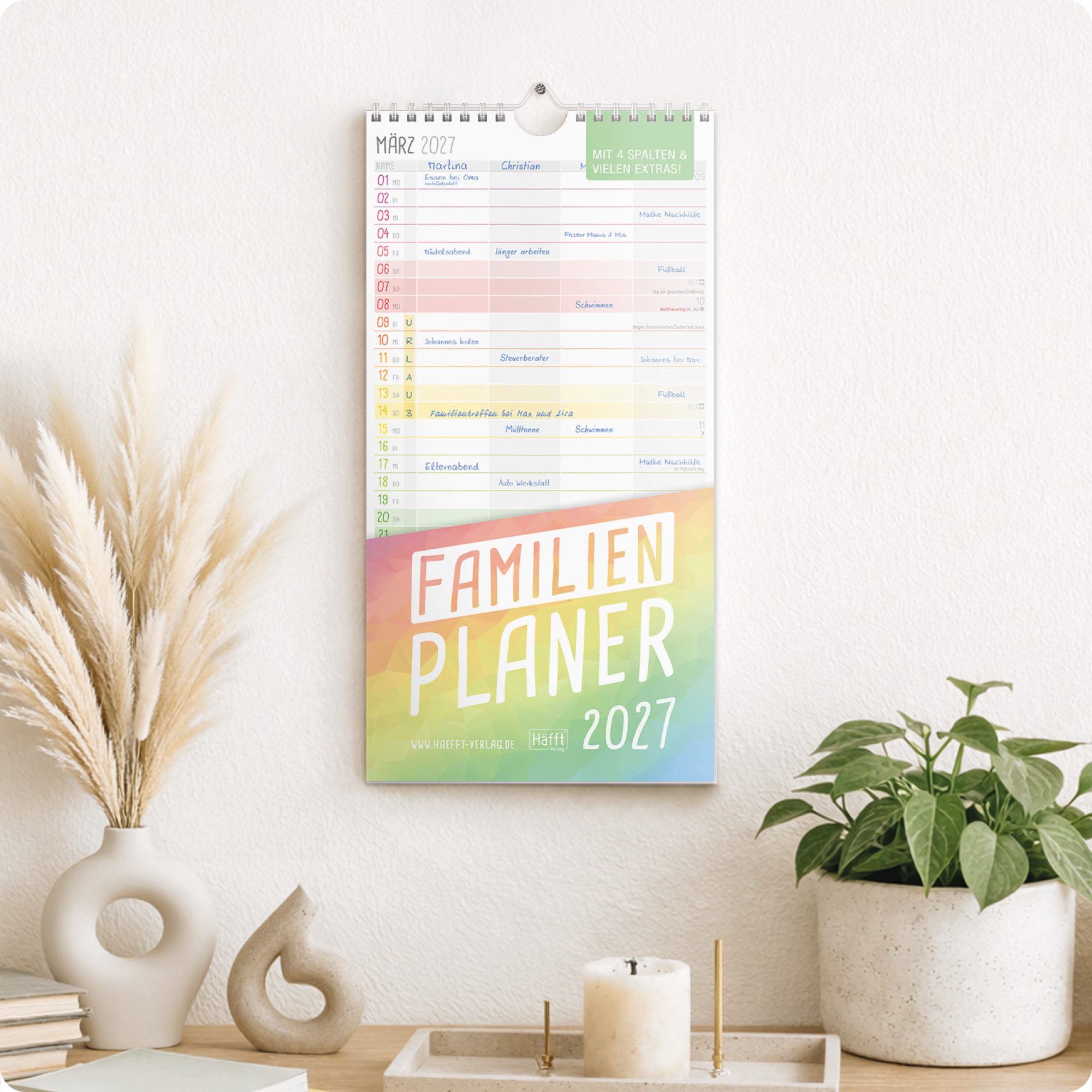 Artikelbild 7 des Artikels “Familienplaner kompakt 2027 Wandkalender mit 4 Spalten [Rainbow] “