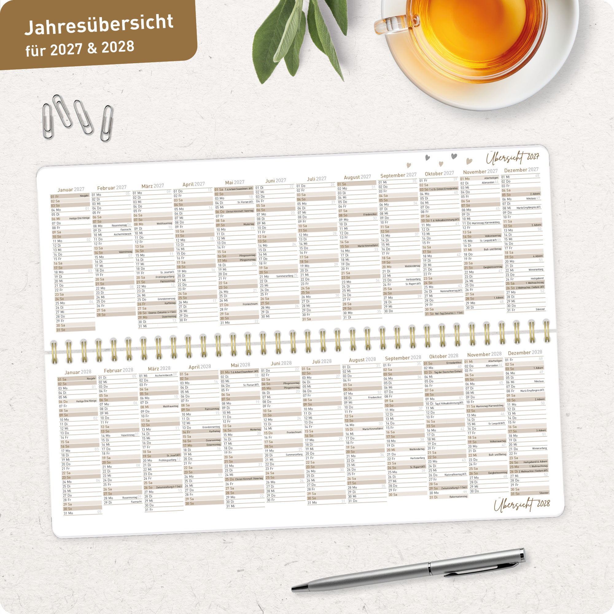 Artikelbild 7 des Artikels “Wochen-Tischkalender 2027 mit Aufsteller [Golden Hearts] “