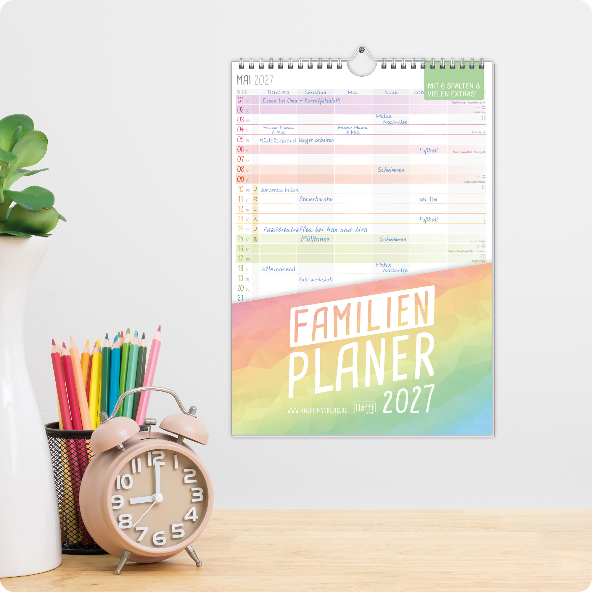 Artikelbild 7 des Artikels “Familienplaner kompakt 2027 Wandkalender mit 6 Spalten [Rainbow] “