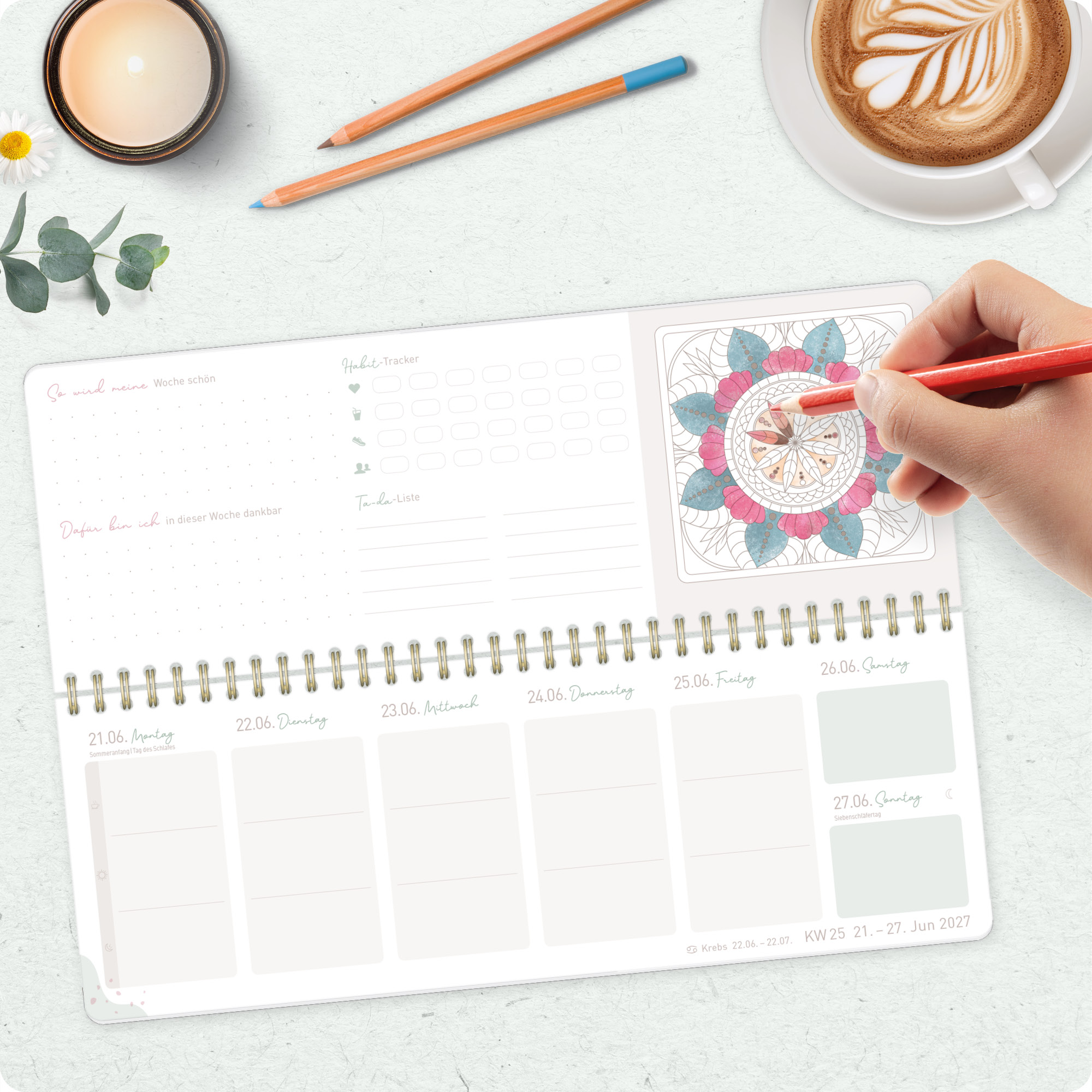 Artikelbild 7 des Artikels “Wochen-Tischkalender 2027 quer Achtsamkeitskalender [Spring Flower] “