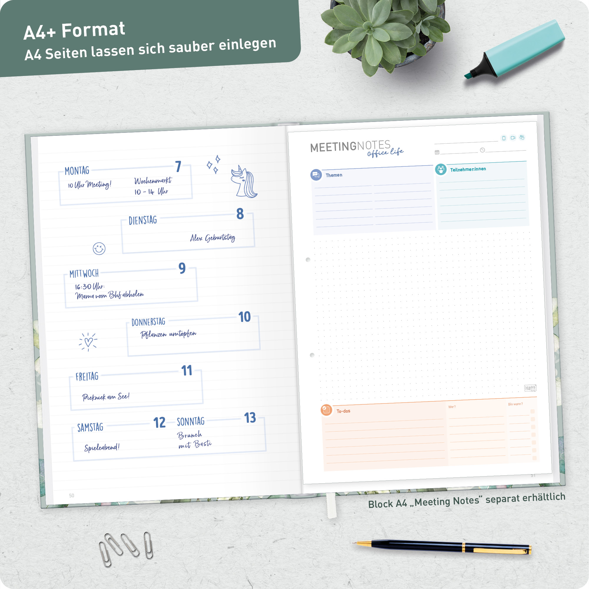 Artikelbild 7 des Artikels “paper&you Notizbuch A4+ liniert [Minty Leaves] “