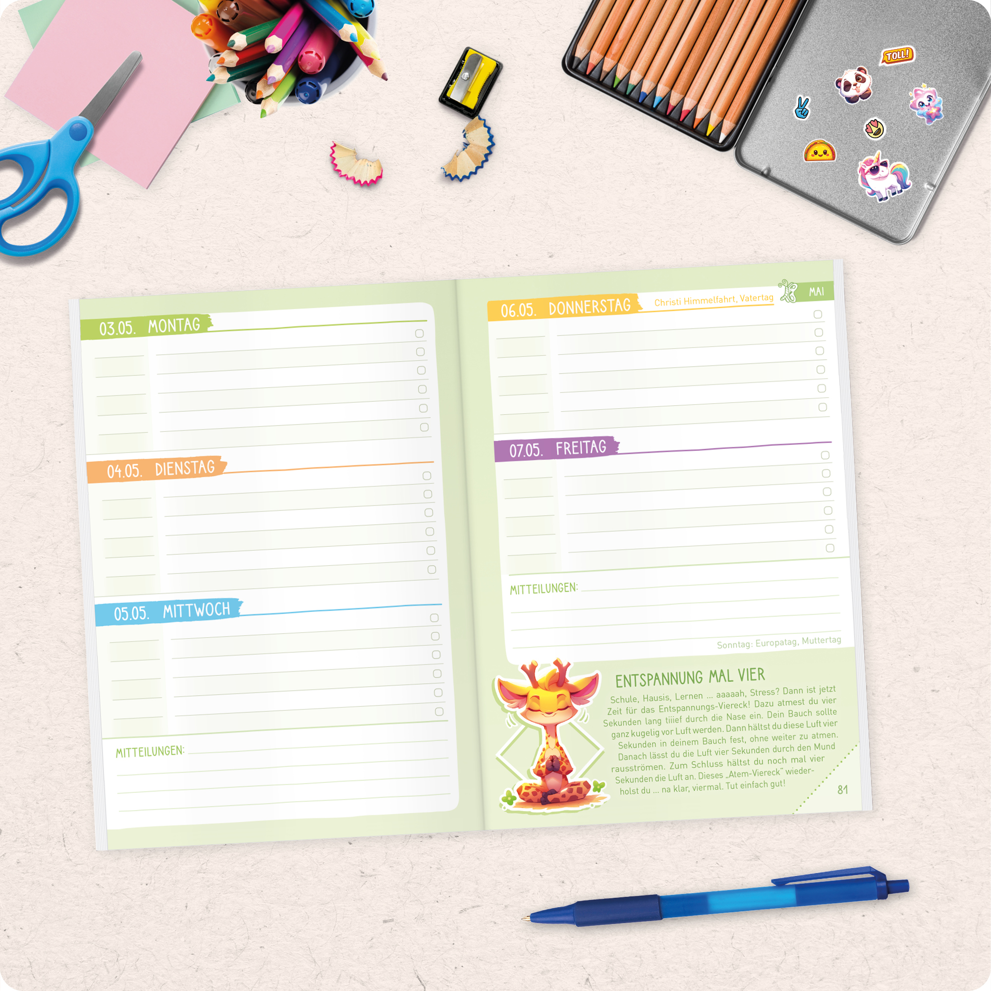 Artikelbild 8 des Artikels “Hausaufgabenheft Grundschule 2026/2027 A5 mit Datum [Cool Panda] “