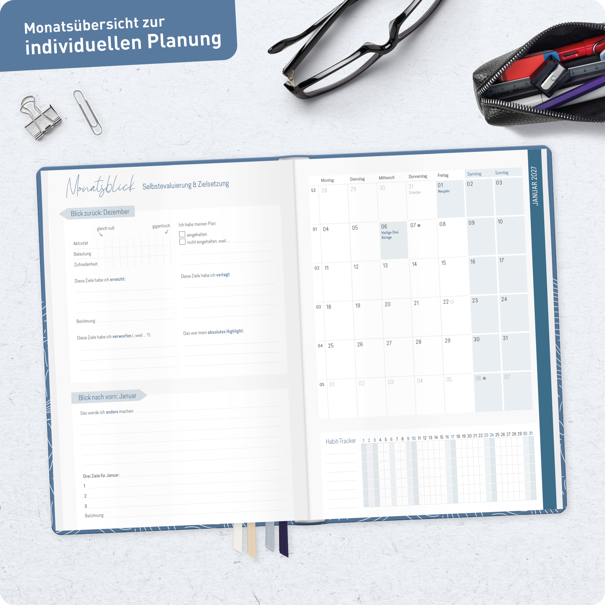 Artikelbild 8 des Artikels “Lehrer-Planer A5+ 26/27 [Fine Leaves Blue] “