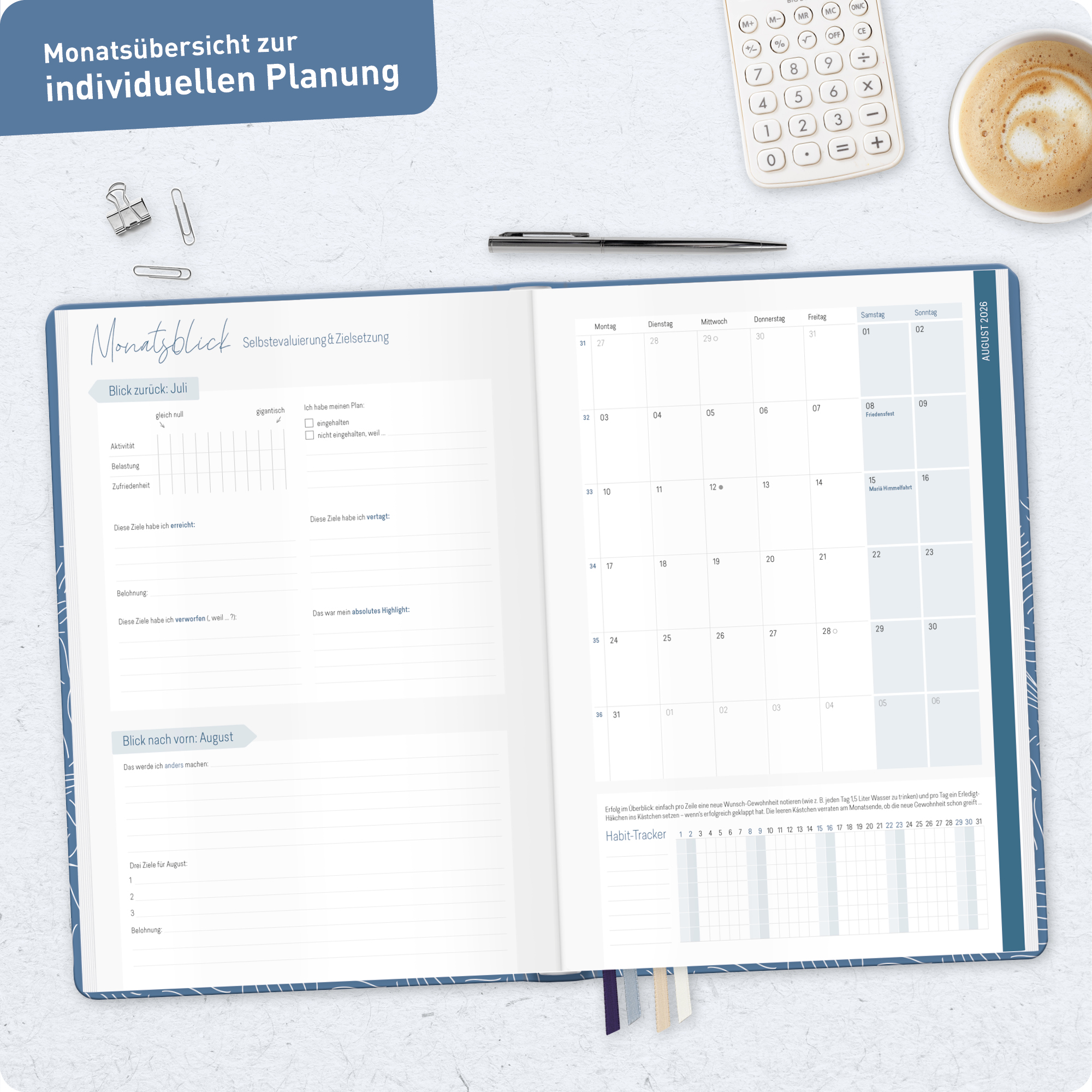 Artikelbild 8 des Artikels “Lehrer-Planer Maxi A4+ 26/27 [Fine Leaves Blue] “