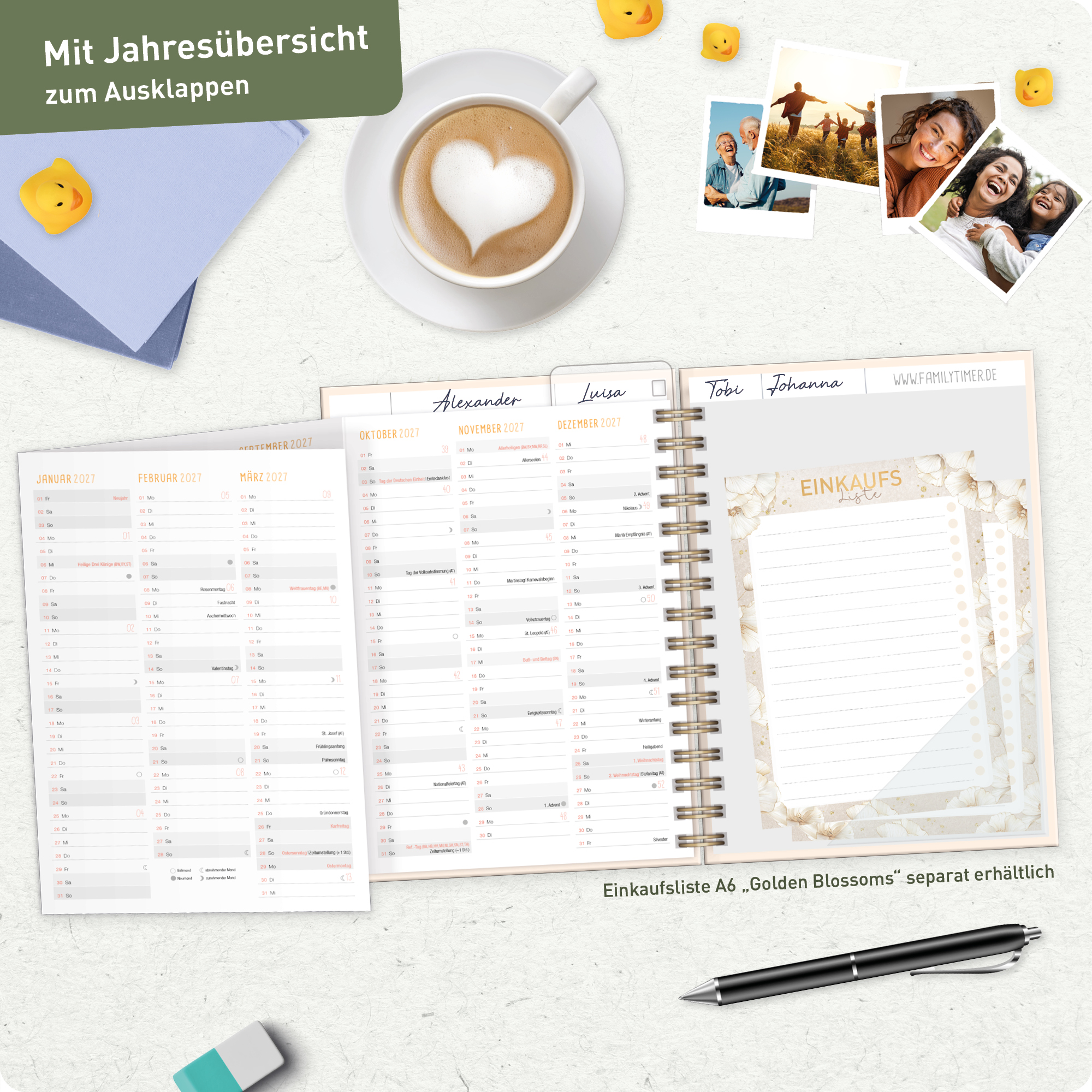 Artikelbild 8 des Artikels “Family-Timer A5 2026 2027 [Flower Power Pink] “