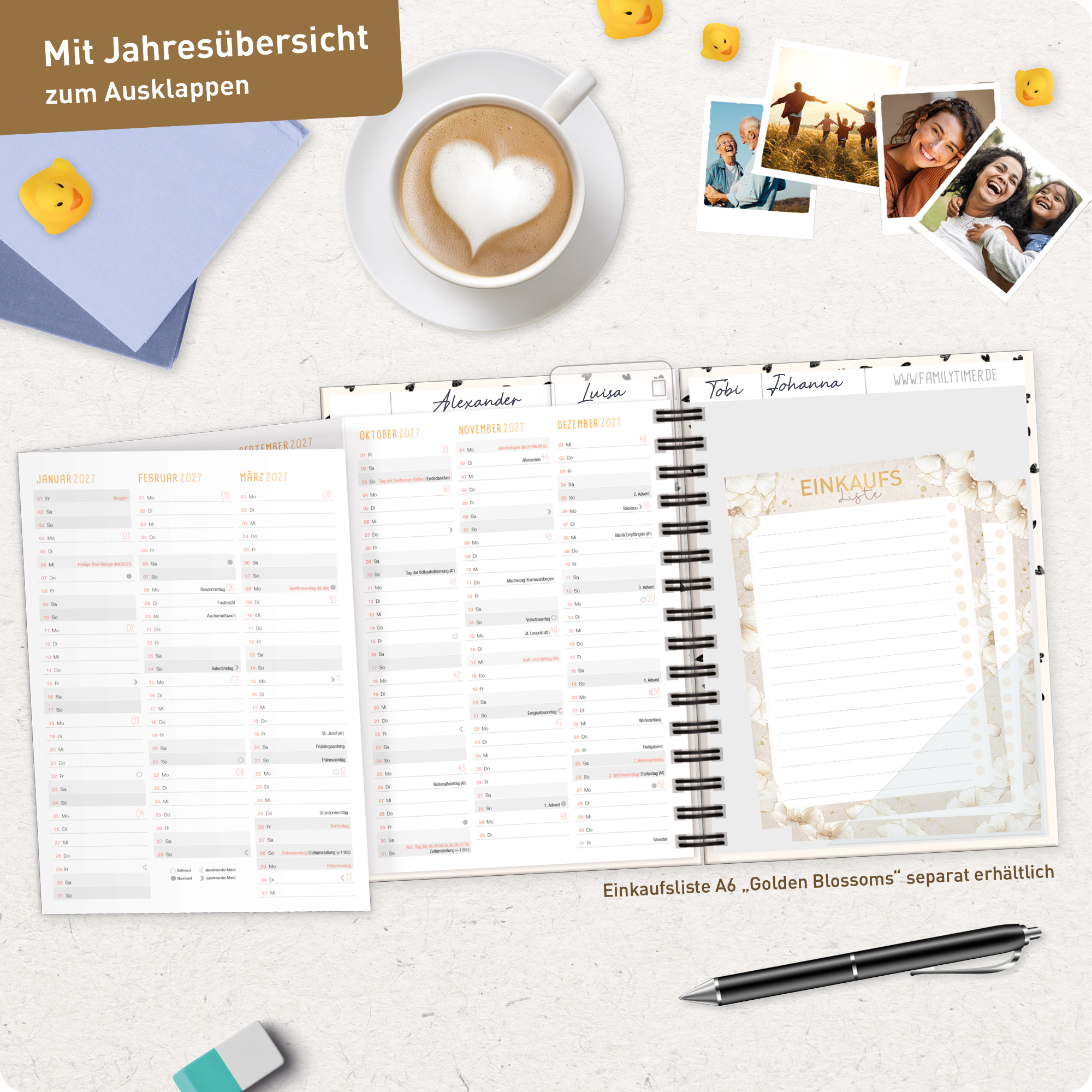 Artikelbild 8 des Artikels “Family-Timer A5 2026 2027 [Golden Hearts] “