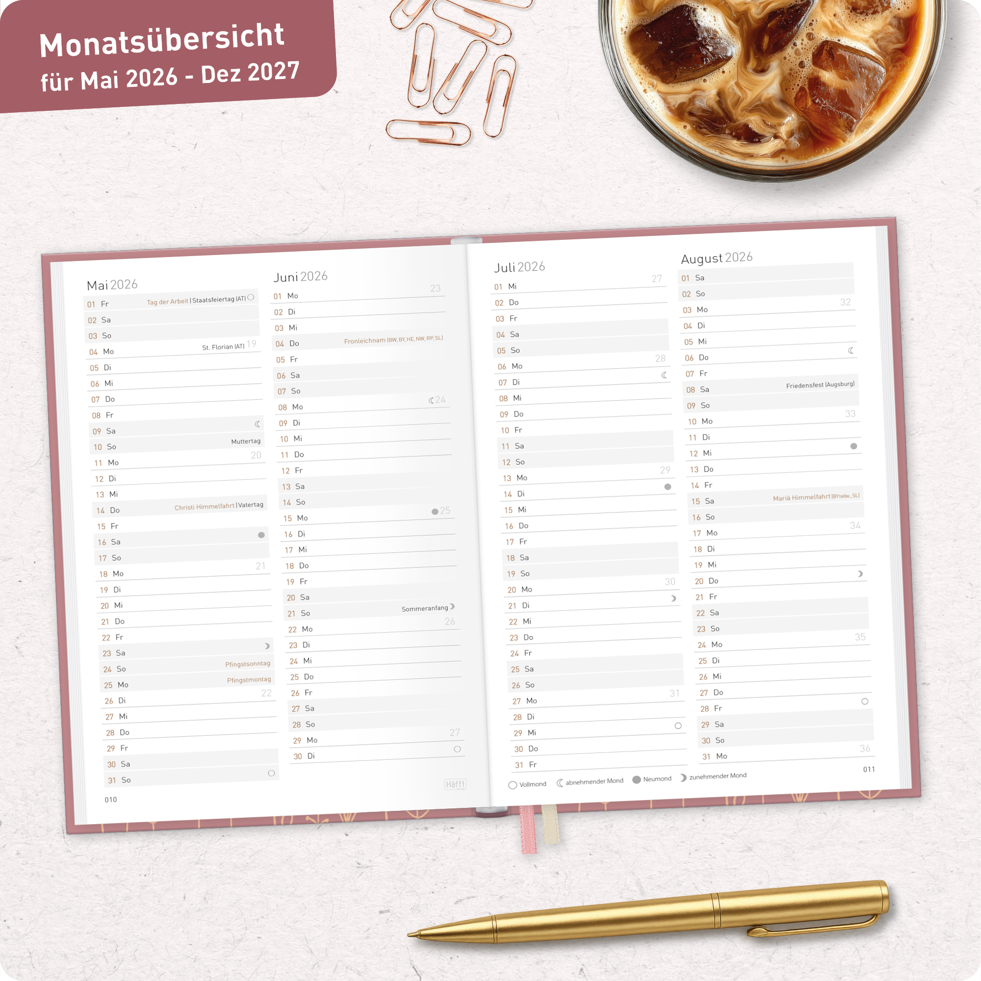 Artikelbild 8 des Artikels “Chäff-Timer Mini A6+ 2026/2027 [Fine Flowers rosé] “