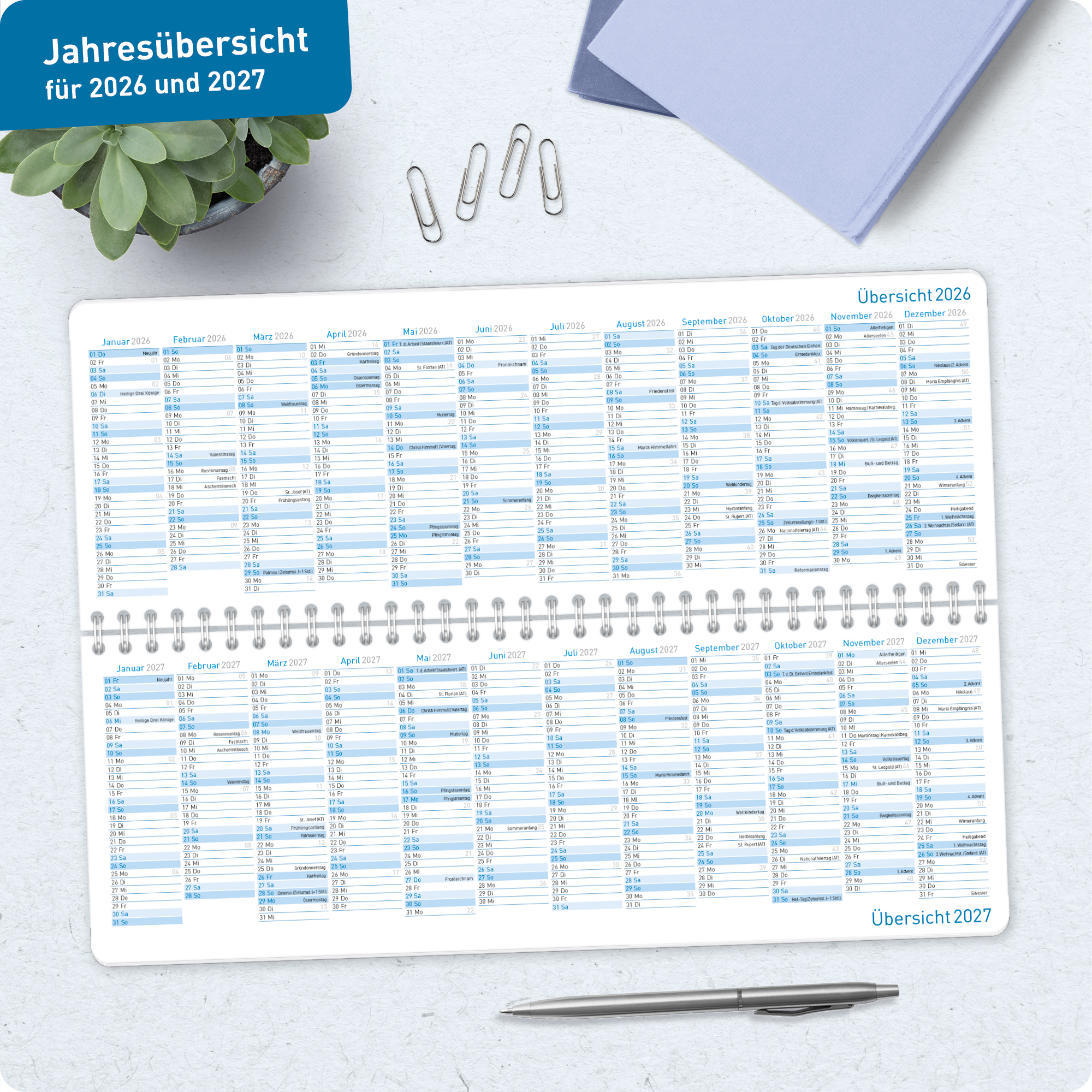 Artikelbild 8 des Artikels “Wochen-Tischkalender 2026/2027 [Königsblau] “