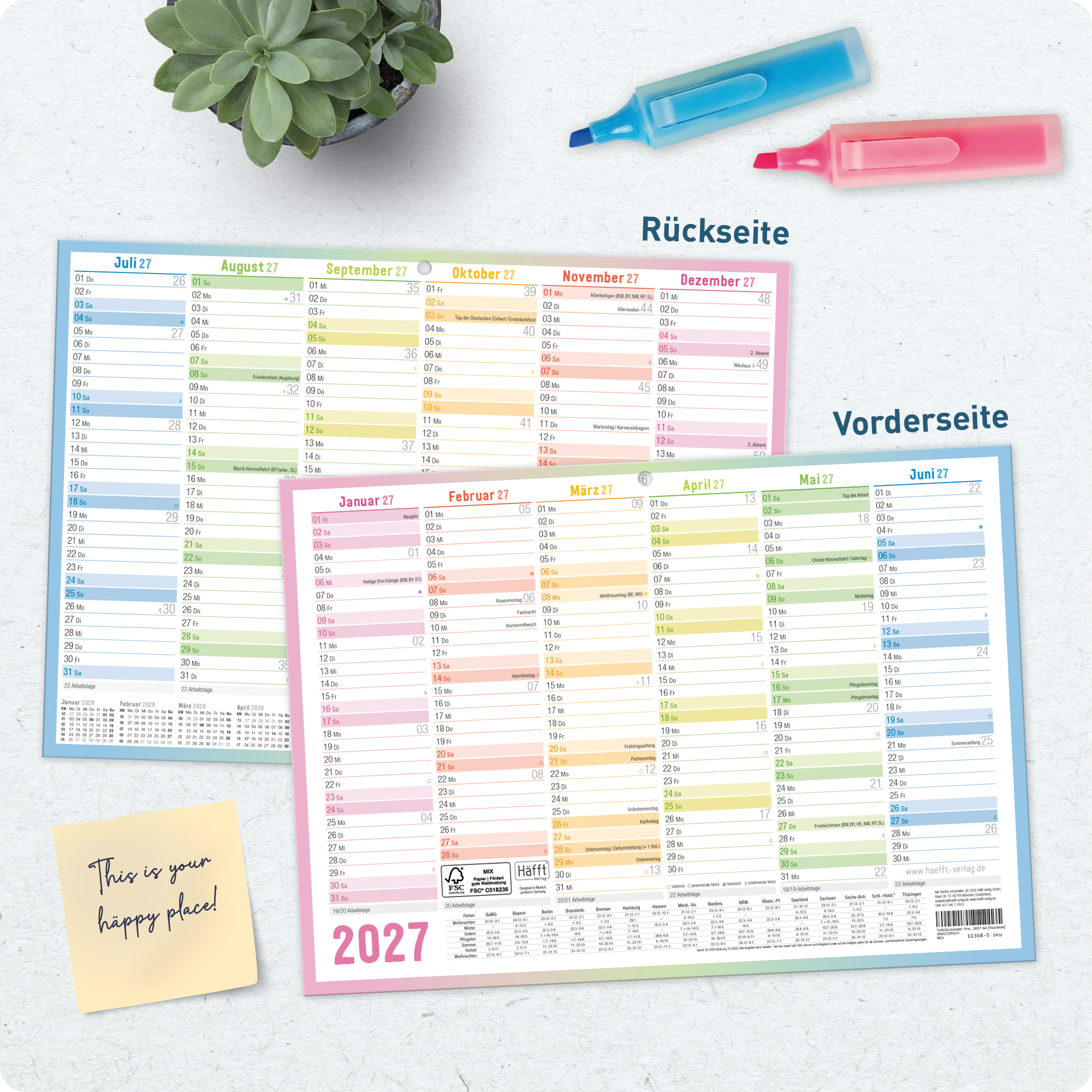 Artikelbild 8 des Artikels “Tafelkalender Premium A4 quer [Rainbow] “