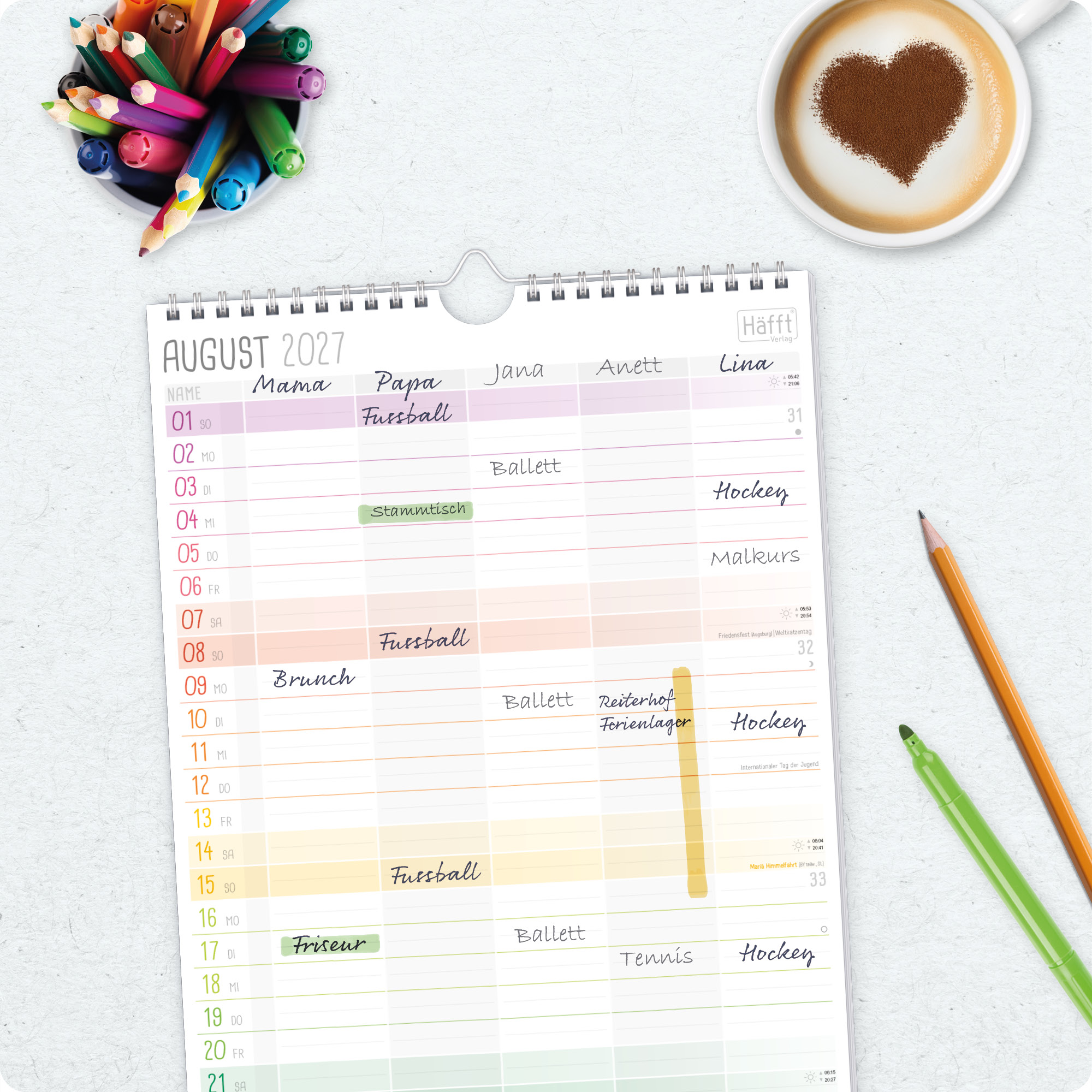 Artikelbild 8 des Artikels “Familienplaner 2027 Wandkalender mit 5 Spalten [Rainbow] “