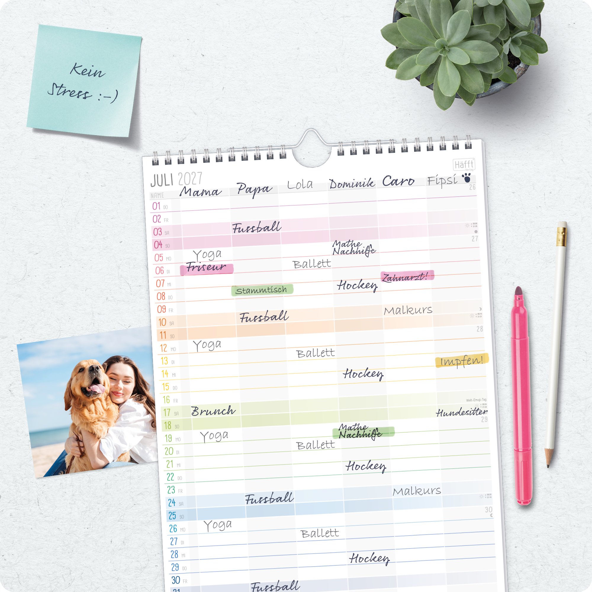 Artikelbild 8 des Artikels “Familienplaner kompakt 2026/2027 Wandkalender mit 6 Spalten [Rainbow] “