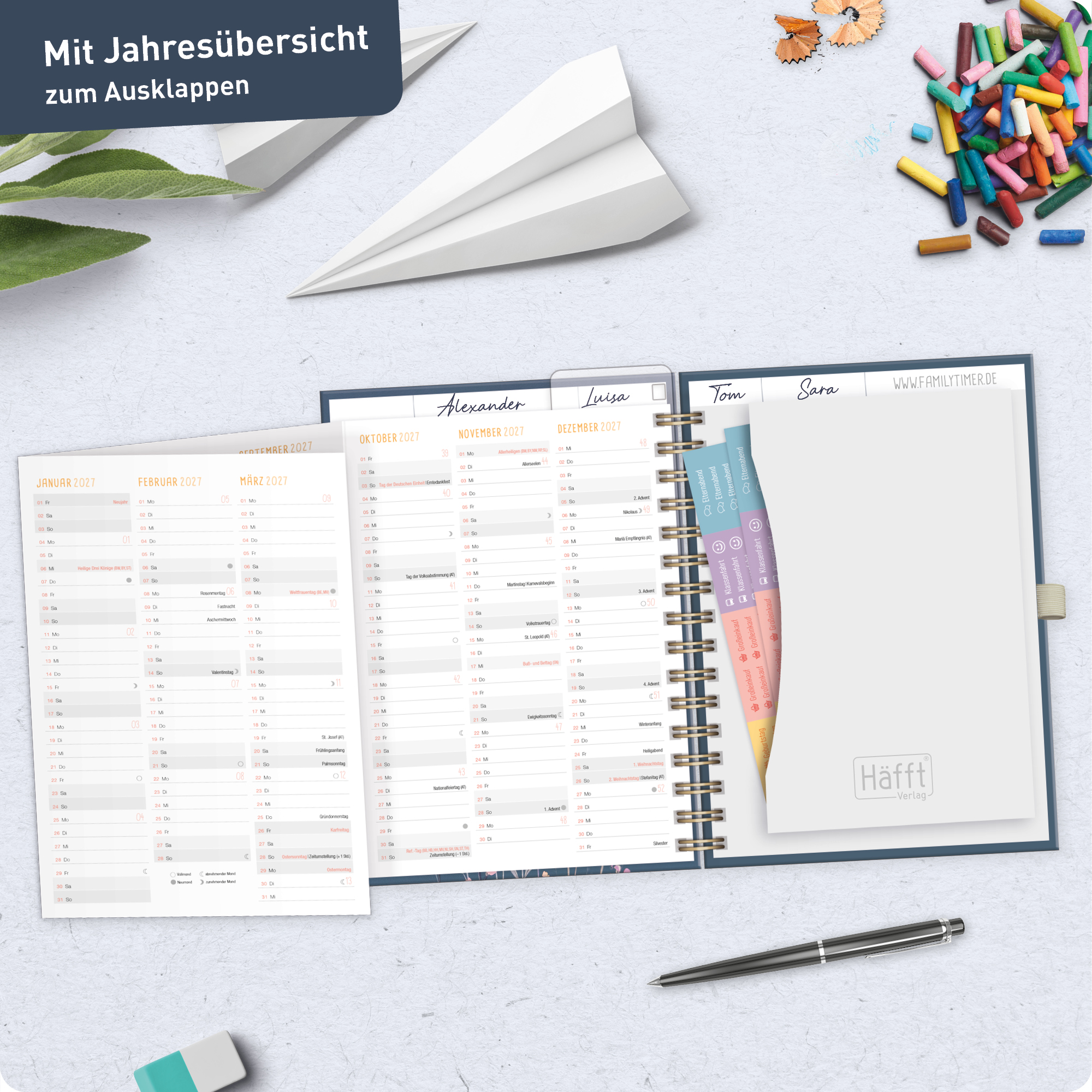 Artikelbild 8 des Artikels “Family-Timer Deluxe A5 2026 2027 [Flower Joy blue] “