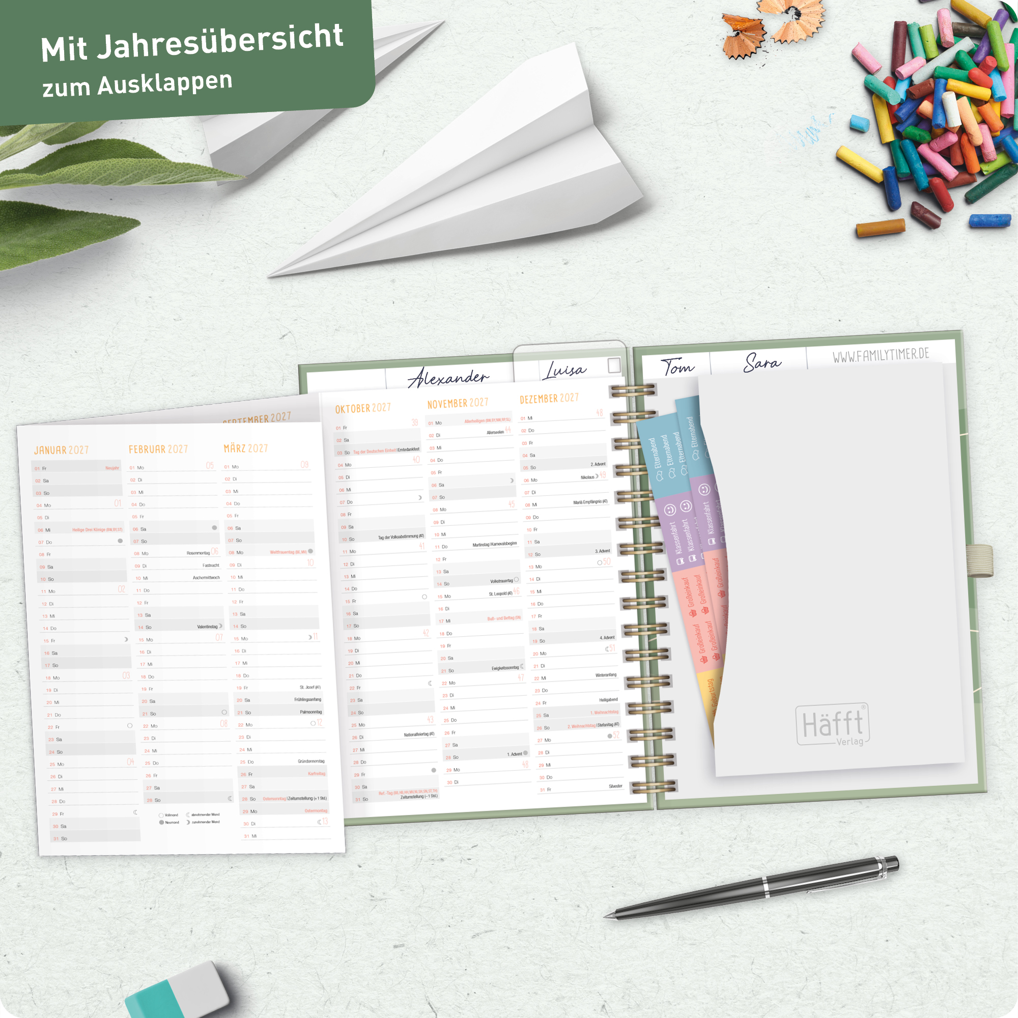 Artikelbild 8 des Artikels “Family-Timer Deluxe A5 2026 2027 [Green Waves] “