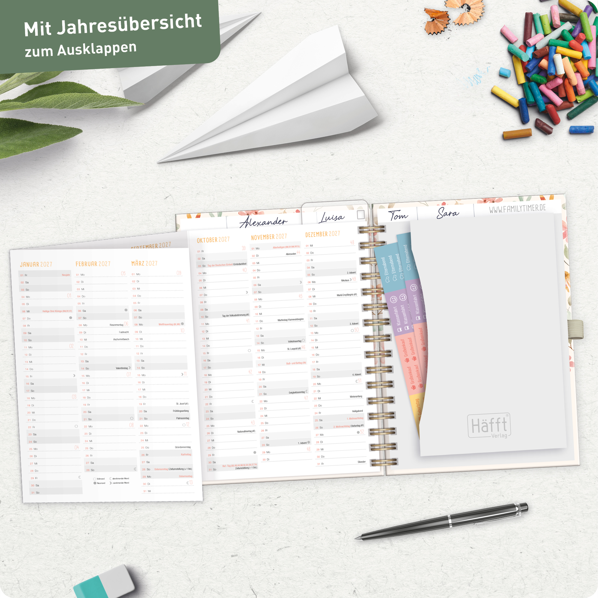 Artikelbild 8 des Artikels “Family-Timer Deluxe A5 2026 2027 [Wild Blossoms] “