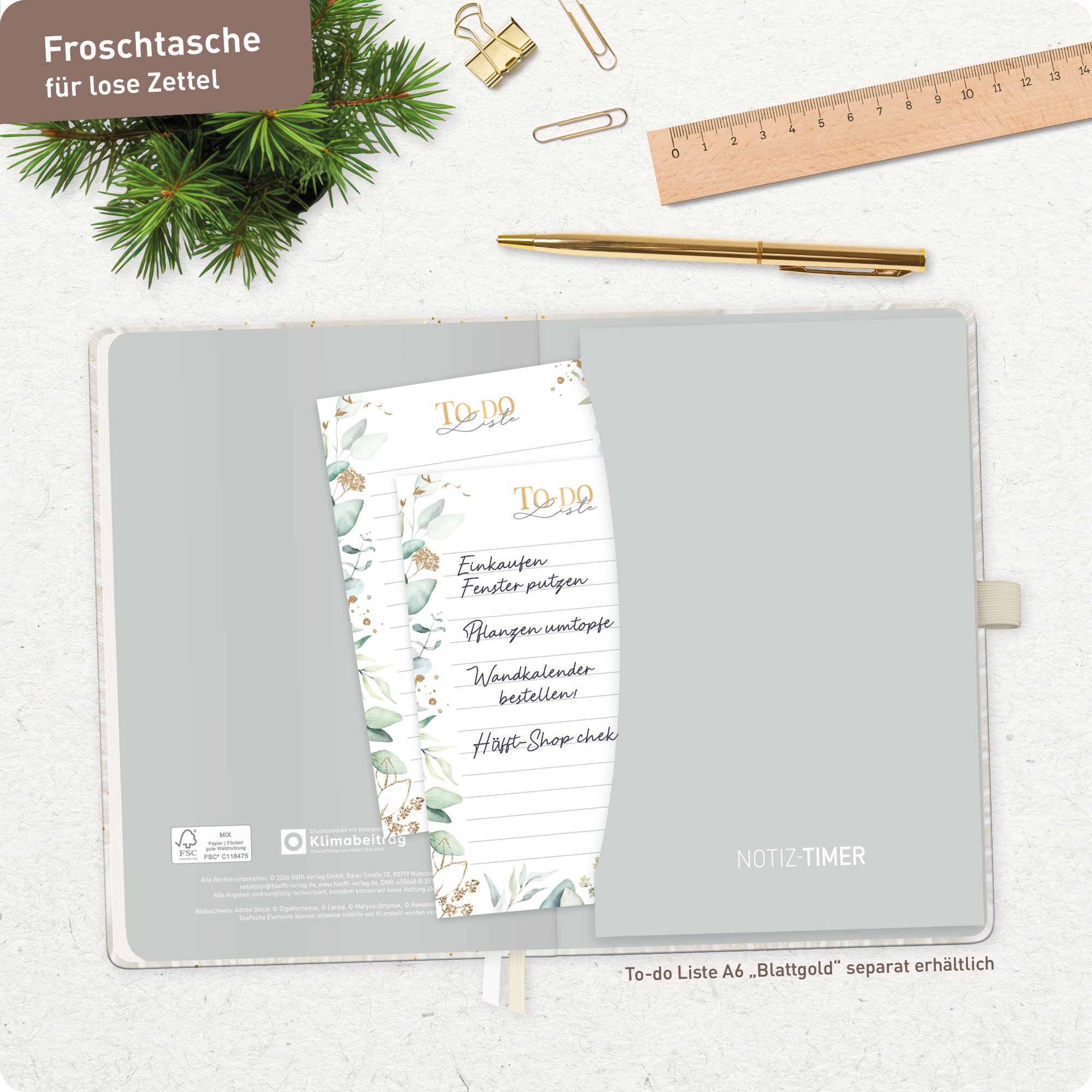 Artikelbild 8 des Artikels “Wochen-Notiz-Kalender 2026/2027 A5 [Sparkling Leaf] “