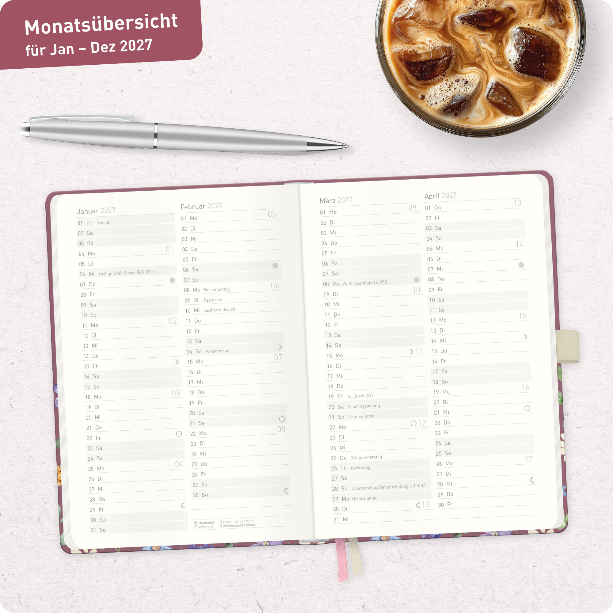 Artikelbild 8 des Artikels “Wochen-Notiz-Kalender A6 2027 [Berry Blossoms] “