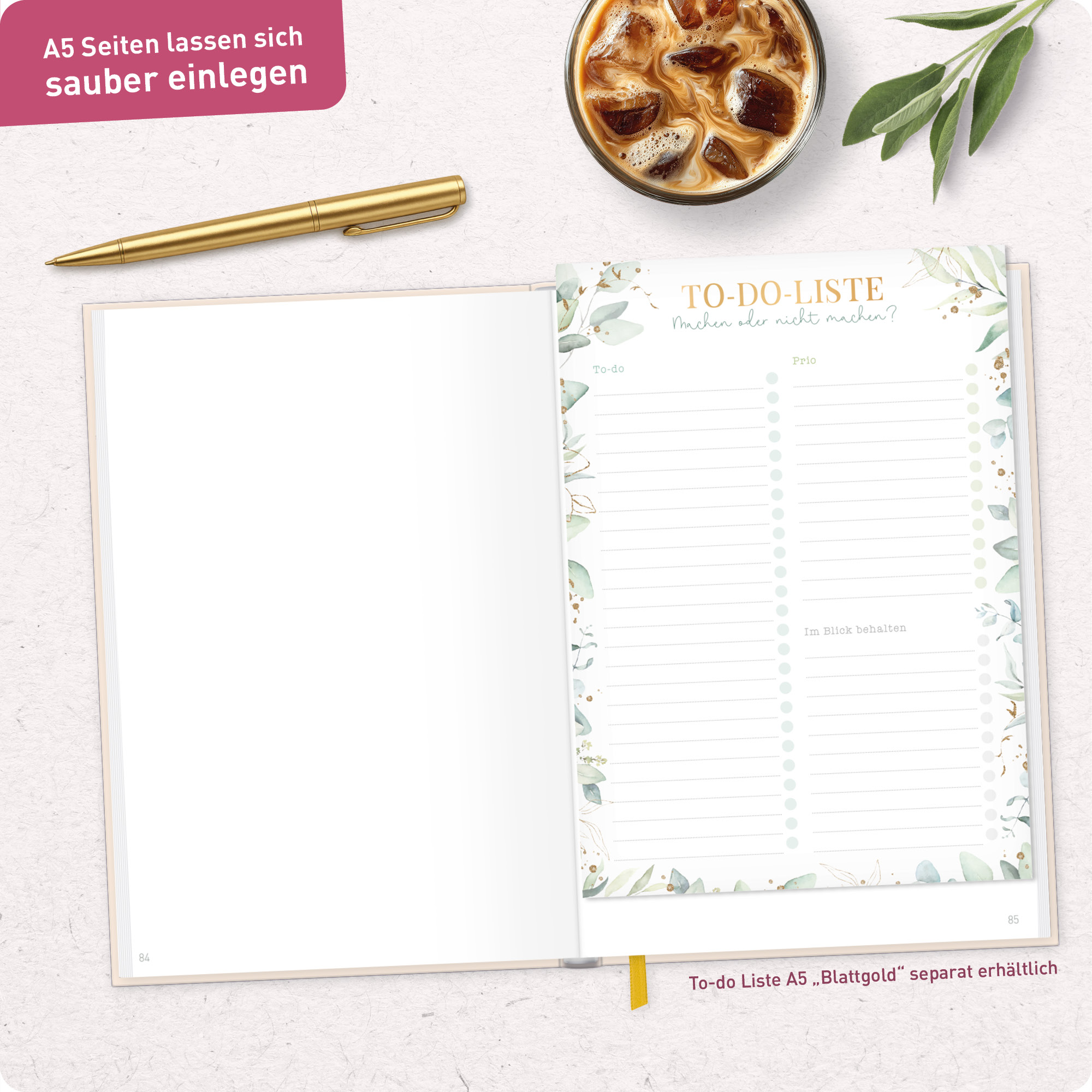 Artikelbild 8 des Artikels “paper&you Notizbuch A5+ blanko [Pink Flowers] “
