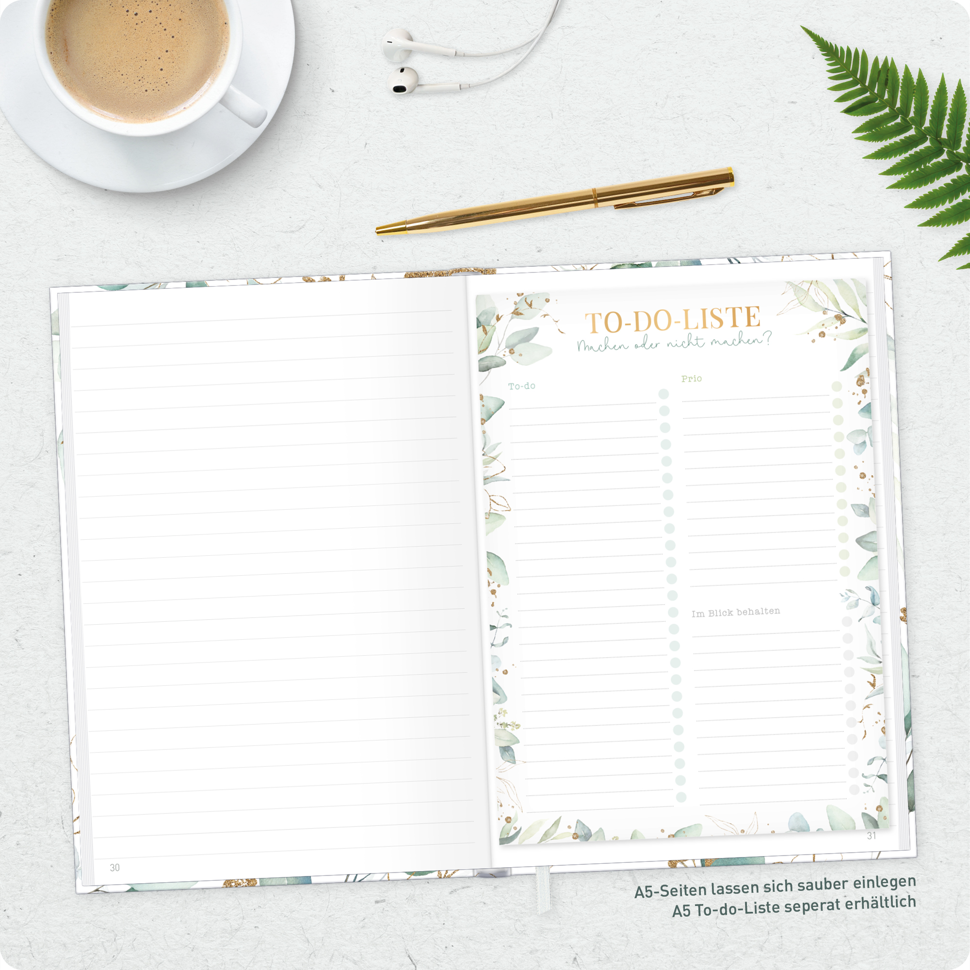 Artikelbild 8 des Artikels “paper&you Notizbuch Classic A5+ liniert [Blattgold] “