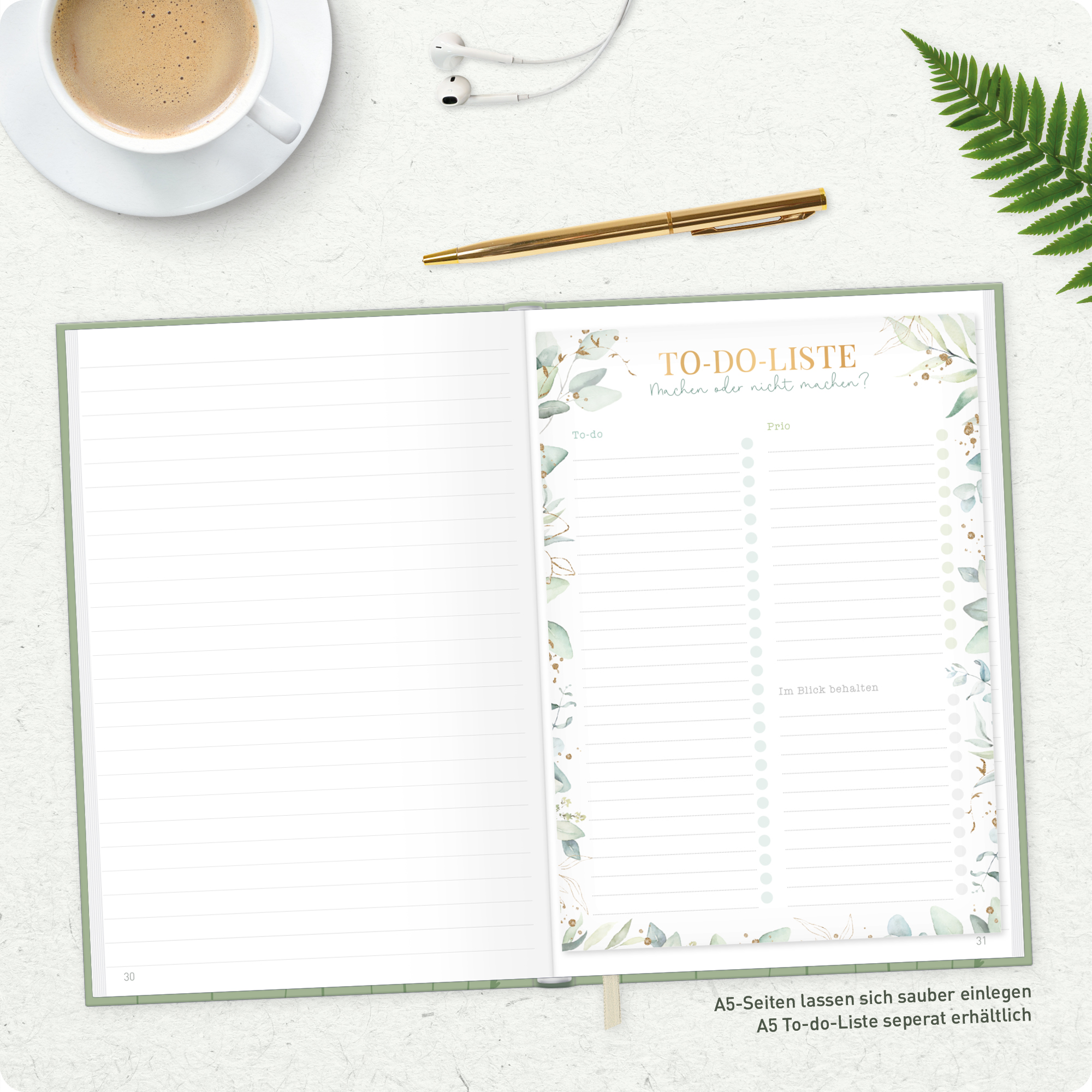 Artikelbild 8 des Artikels “paper&you Notizbuch Classic A5+ liniert [Fine Flowers salbei] “