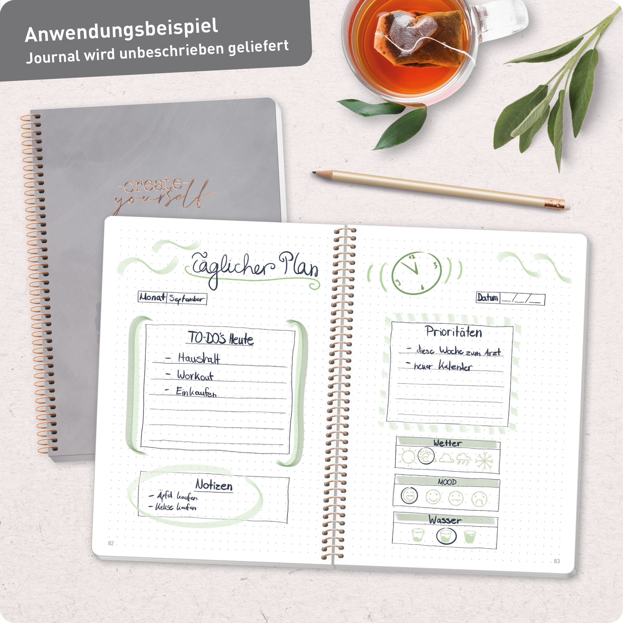 Artikelbild 8 des Artikels “Bullet Journal dotted A5 mit Spiralbindung [Create Yourself] “