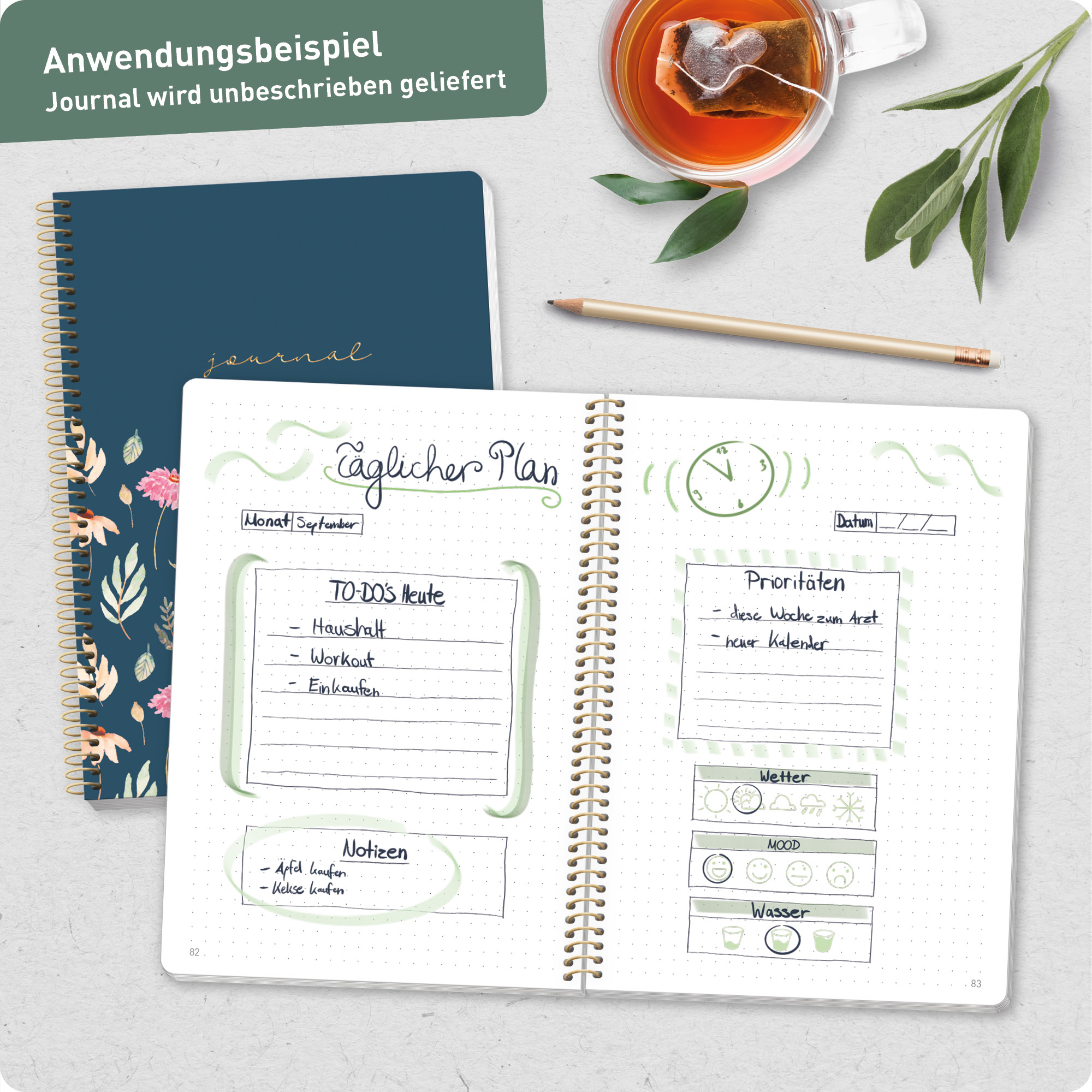 Artikelbild 8 des Artikels “Bullet Journal dotted A5 mit Spiralbindung [Flying Flowers] “